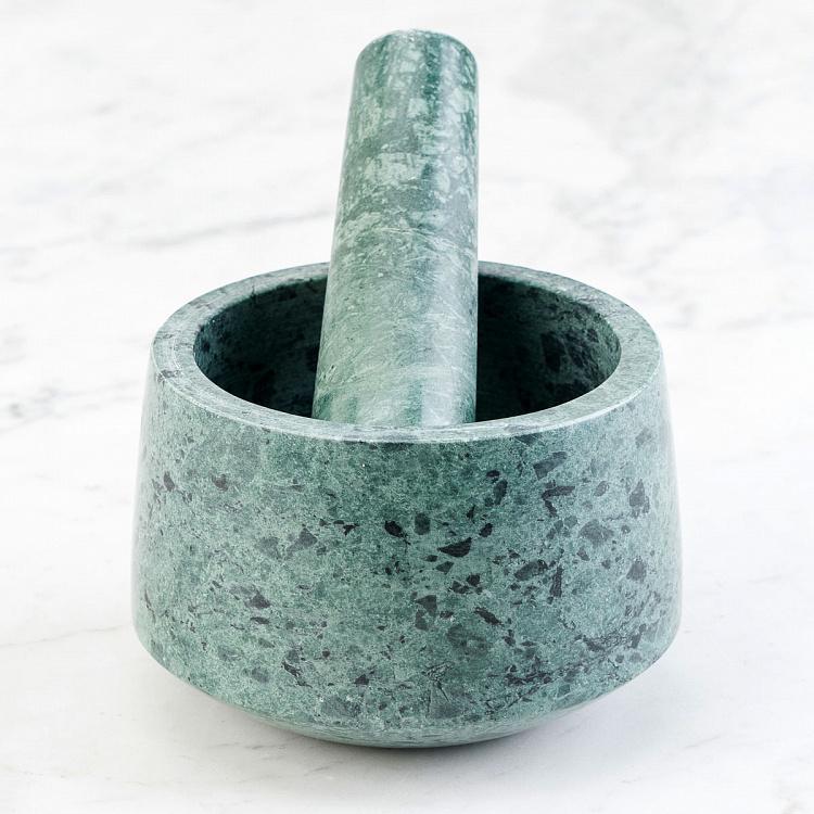 Ступка с пестиком из зелёного мрамора Green Marble Pestle And Mortar