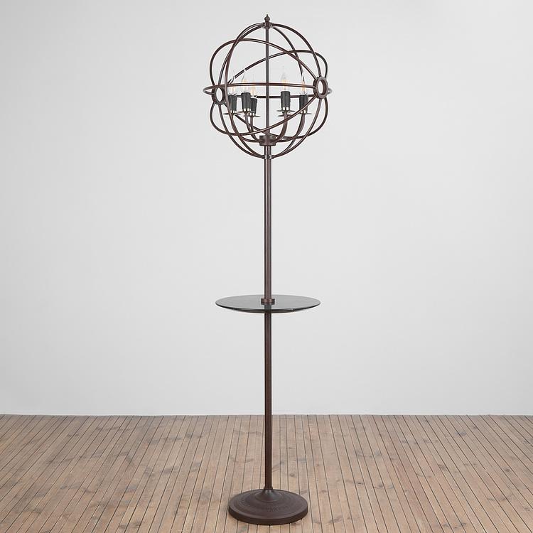 Торшер со столиком из мрамора и гироскопом Gyro Floor Lamp With Tray