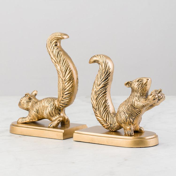 Набор из двух держателей для книг Золотистые белки Bookend Golden Squirrels
