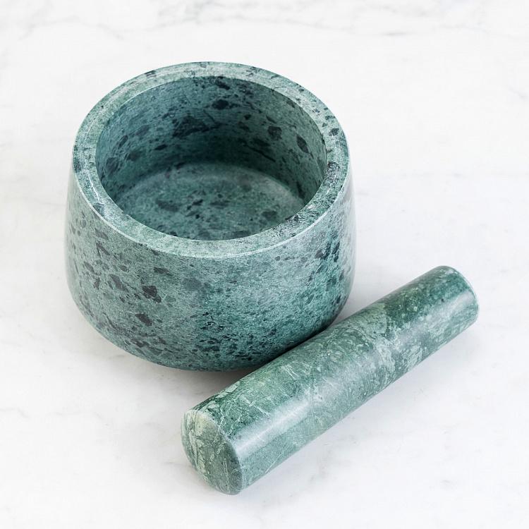 Ступка с пестиком из зелёного мрамора Green Marble Pestle And Mortar