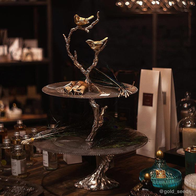 Двухуровневая сервировочная подставка с птицами Atelier 2 Tier Plates Clear