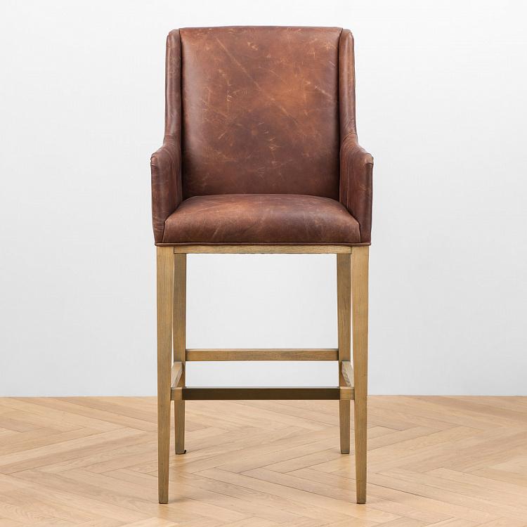 Барный стул с подлокотниками Маргарита, светлые ножки Margarita Barstool With Arms, Oak Brown