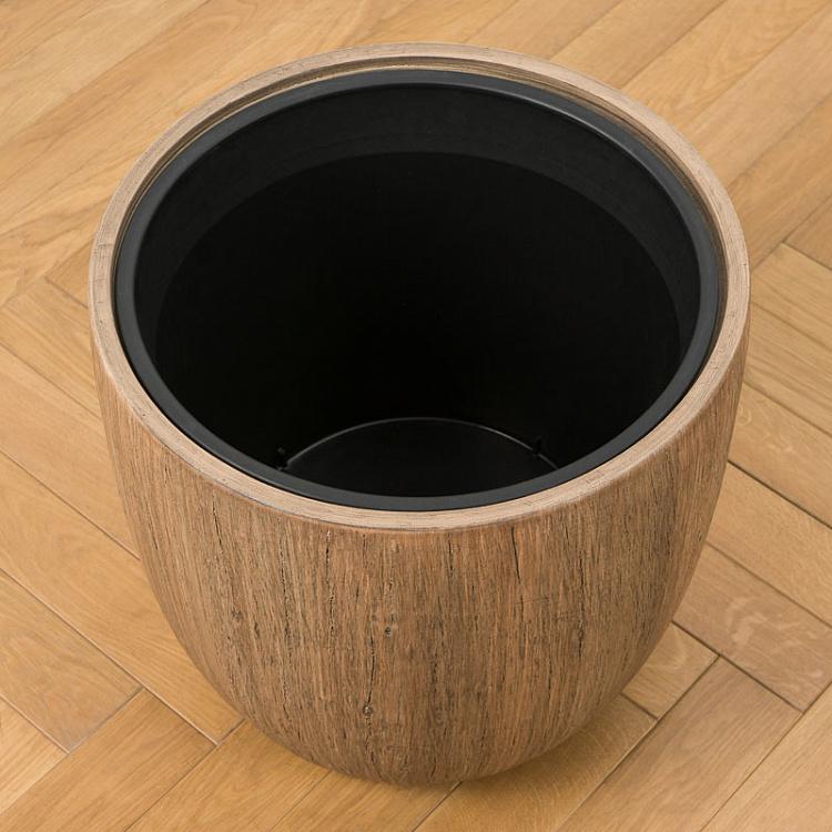 Кашпо-чаша Эффектори светлый дуб, XL Effectory Wood Bowl Pot Light Oak Extra Large