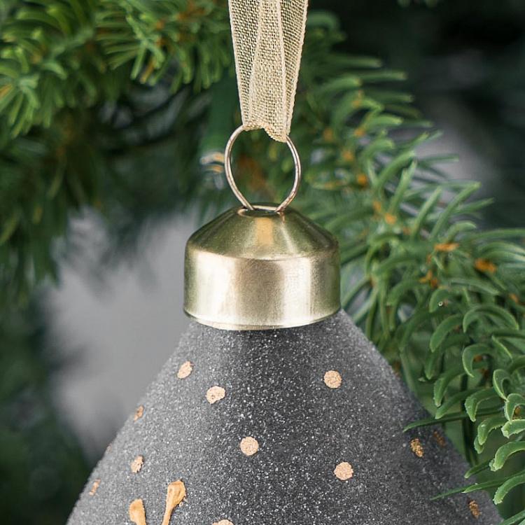 Ёлочная игрушка в форме Серой шишки со снежинкой Cone With Snowflake Grey 8 cm
