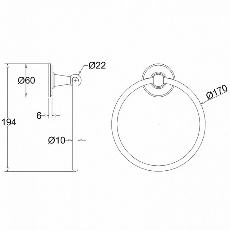 Настенный держатель-кольцо для полотенец золотого цвета Towel Ring Gold