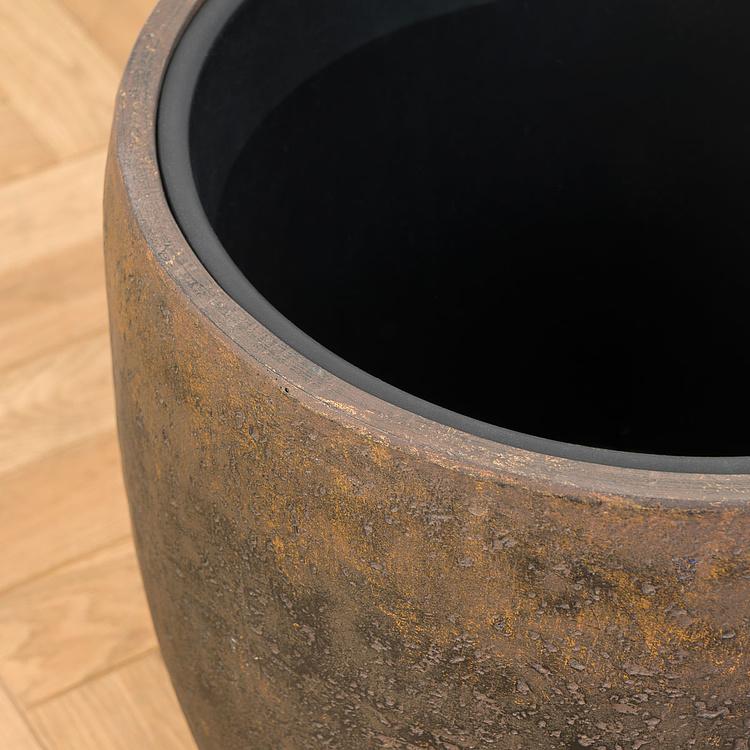 Кашпо-чаша Эффектори Металл золотая патина, L Effectory Metal Bowl Pot Rough Gold Patina Large