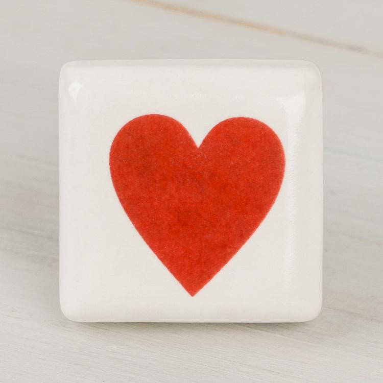 Керамическая мебельная ручка с мастью Черви Heart Playing Cards Ceramic Knob