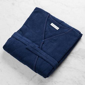 Ultra-Thin Soft Pile Bathrobe Dark Blue M