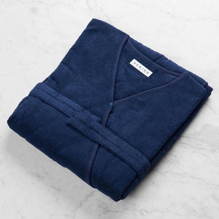 Сверхтонкий тёмно-синий халат, размер M Ultra-Thin Soft Pile Bathrobe Dark Blue M