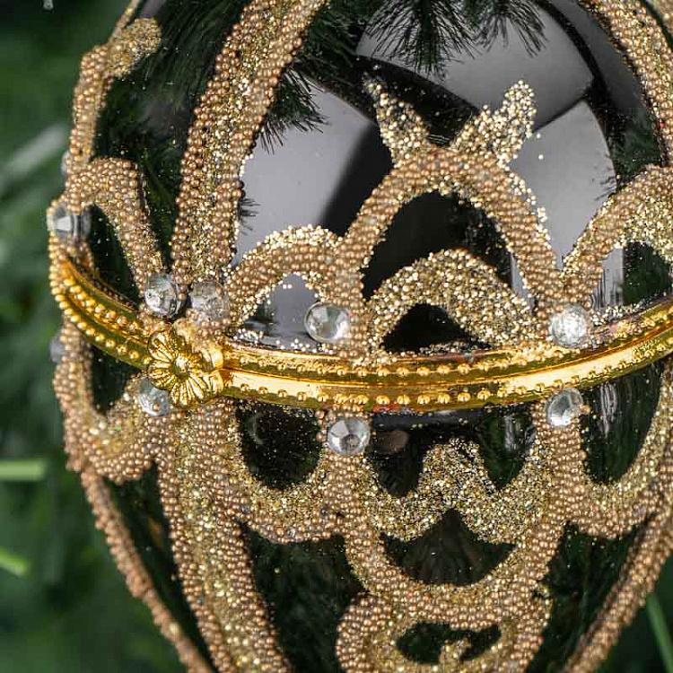 Ёлочная игрушка-шкатулка Чёрно-золотое яйцо Xmas Egg Box Black And Gold 9 cm