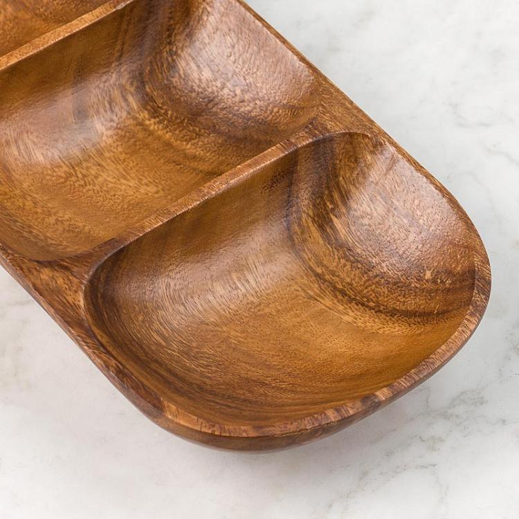 Деревянная овальная менажница Органик Organic 3 Sections Oval Serving Dish
