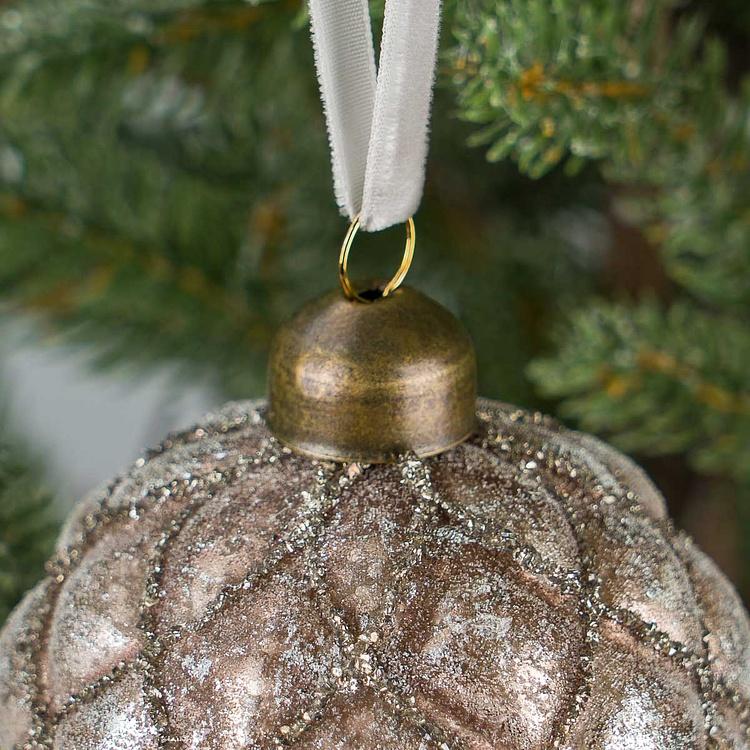 Ёлочная игрушка Винтажно-серебристый шар, S Aged Multifaceted Ball Silver 8 cm