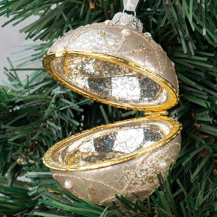 Ёлочная игрушка-шкатулка Золотая луковица с жемчугом Xmas Onion Box Gold And Pearls 9 cm