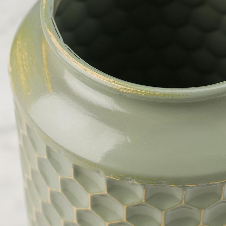Декоративная серо-зелёная металлическая ваза Green Grey Metal Vase