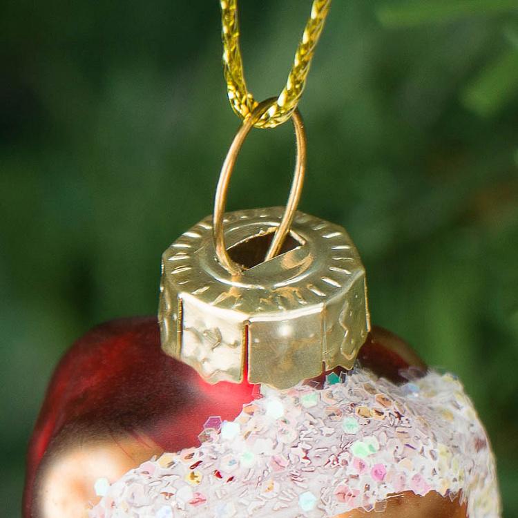 Ёлочная игрушка Медведь в костюме Деда Мороза Glass Hanger Bear With Hat Red 14 cm