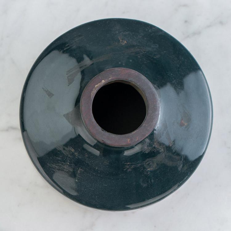 Широкая тёмно-синяя керамическая мини-ваза Бутыль Bottle Vase Dark Blue Wide