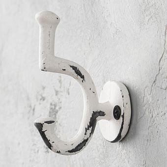 Shabby Chic Distressed White Cast Iron Hook