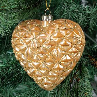 Glass Glitter 3D Textured Heart Gold 12 cm