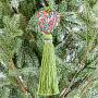 Новогодняя подвеска Multicolored Heart Pendant With Green Tassel 19 cm
