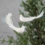 Набор из 2-х ёлочных игрушек Set Of 2 Fabric Plume Birds On Clip White 18 cm
