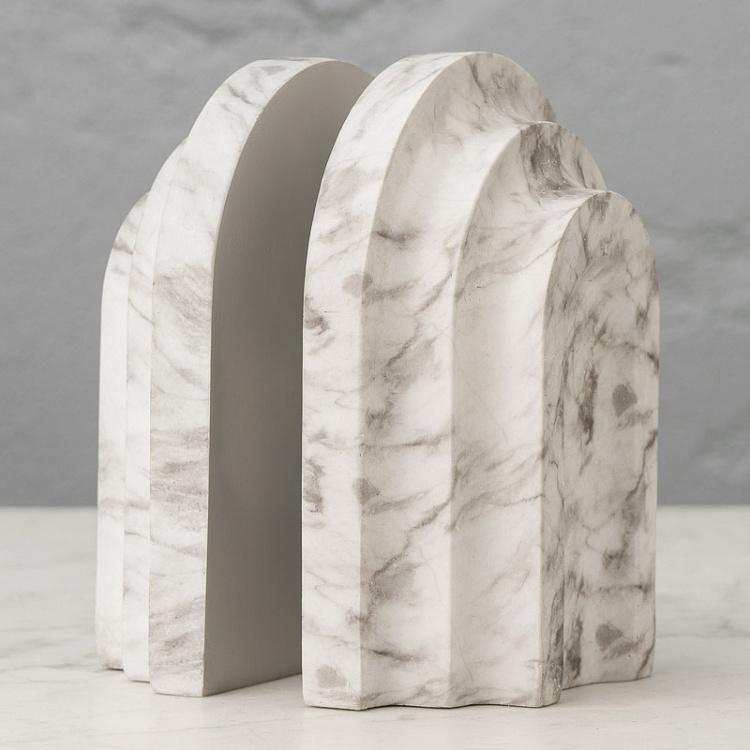 Набор из двух держателей для книг под мрамор Marble Look Bookends White Grey