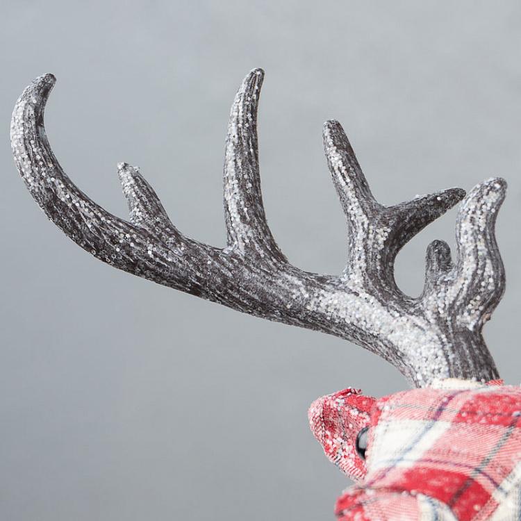 Верхушка на ёлку Голова оленя тартан Fabric Tartan Deer Head Tree Topper Red 33 cm