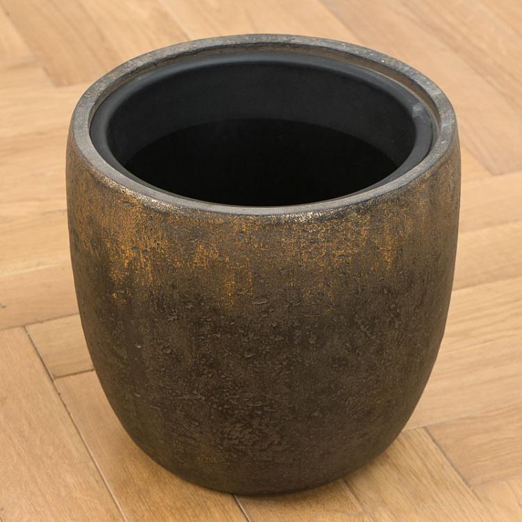 Кашпо-чаша Эффектори Металл золотая патина, S Effectory Metal Bowl Pot Rough Gold Patina Small