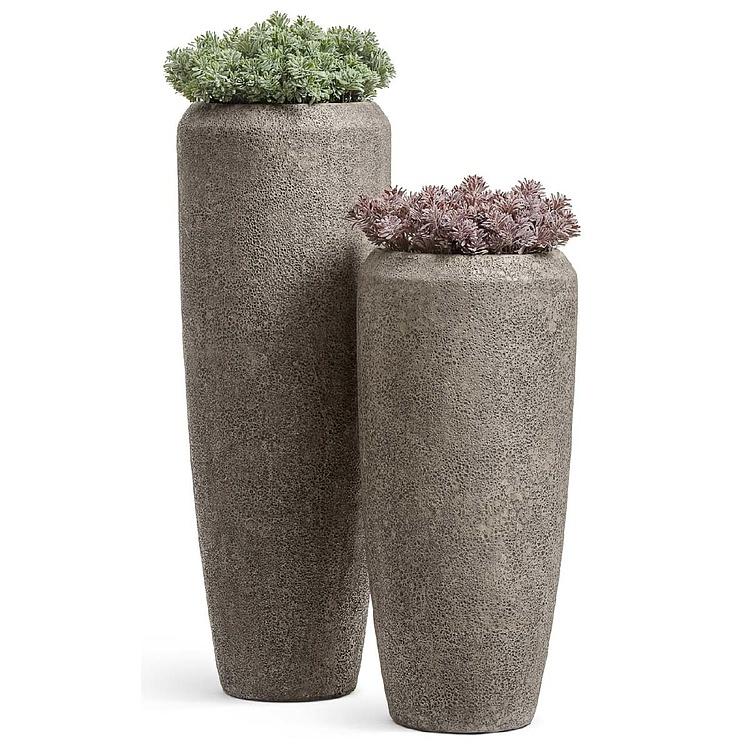 Высокое серо-коричневое кашпо-конус Эффектори Вулкан, L Effectory Volcano High Cone Design Taupe Tuff Large