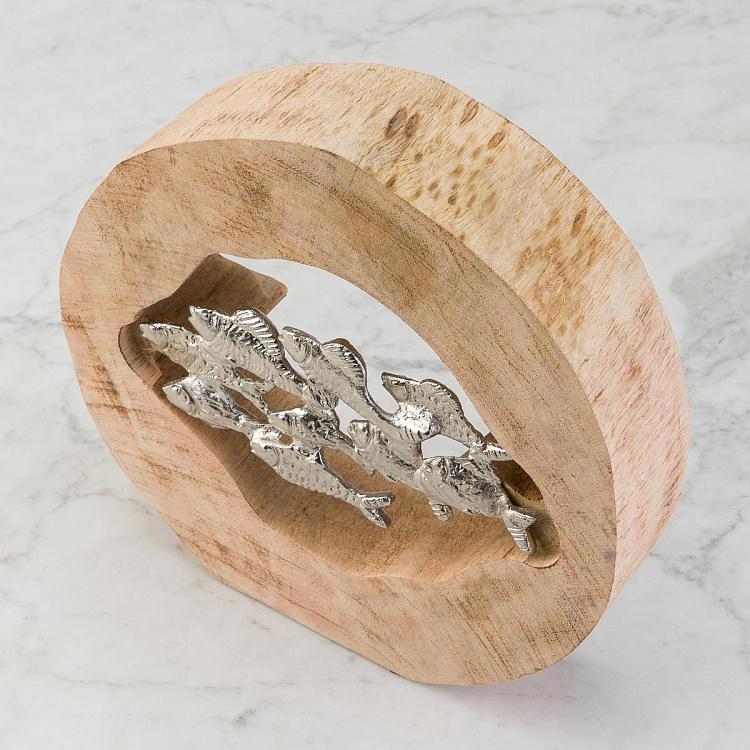 Статуэтка в спиле дерева Косяк рыб Decorative School Of Fish In Log