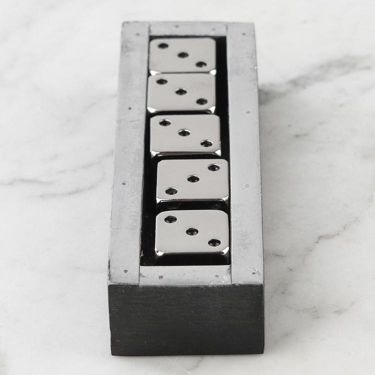 Пять металлических игральных костей в ящичке 5 Dices In Black Display