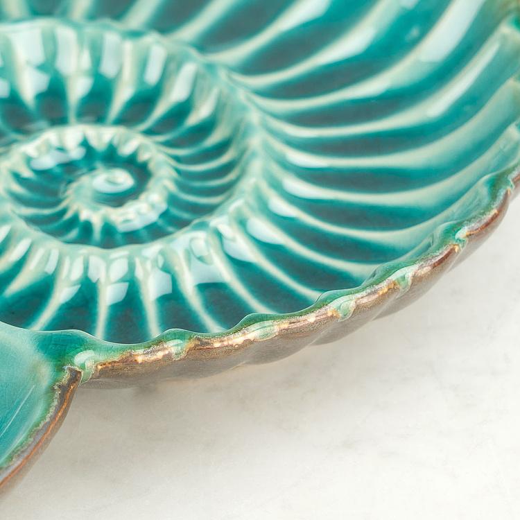 Круглое сервировочное блюдо Морская ракушка, L Aqua Round Shell Dish Large