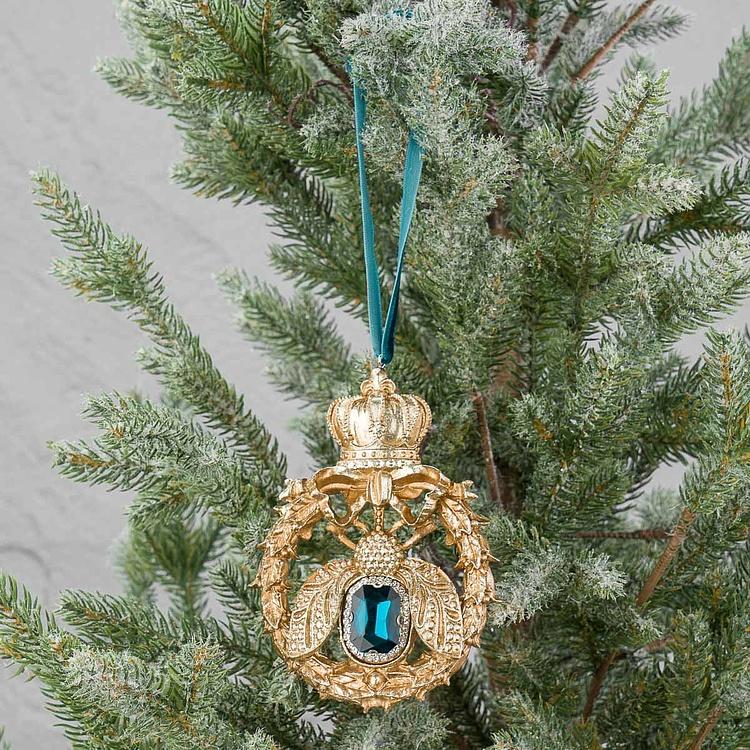 Ёлочная игрушка Королевская пчела Royal Bee Gold Blue 13,5 cm