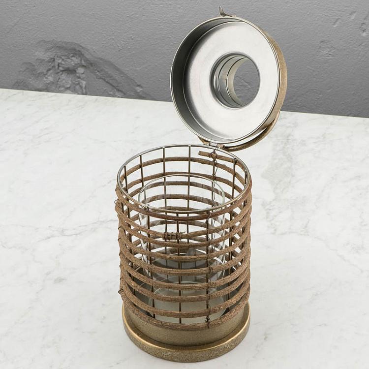 Подсвечник из состаренного металла в виде фонаря Aged Copper Metal Lantern