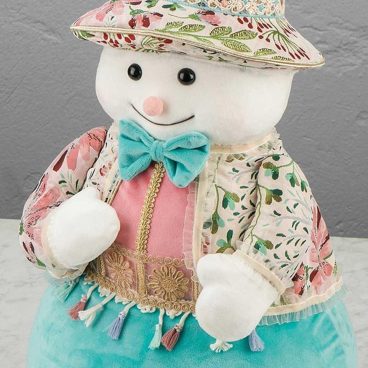 Статуэтка Снеговик в костюме и шляпе с цветочным узором Floral Snowman With Hat 65 cm
