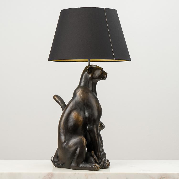 Настольная лампа с абажуром Пантера с котятами Panther With Her Baby Table Lamp With Shade