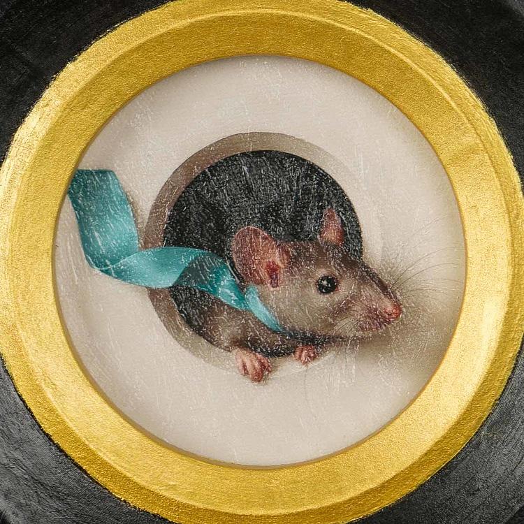 Картина в круглой раме Мышка Mouse Painting In Round Frame