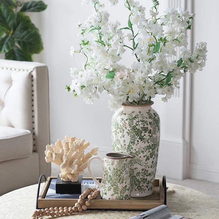 Ваза с узором из зелёных цветов, L Flower Vase Large Green