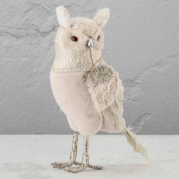 Новогодняя фигурка Сова с блёстками 2 Owl With Sparkles Head Left 34 cm