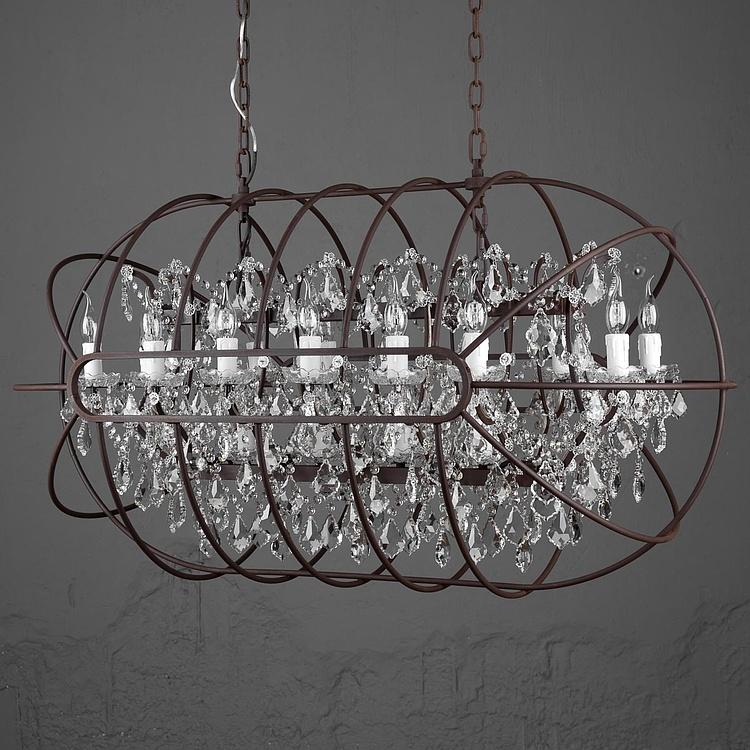 Прямоугольная Хрустальная люстра с гироскопом, S Gyro Crystal Rectangular Pendant Small