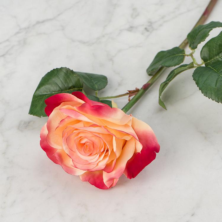 Искусственная роза Верди бледно-персиковая с малиновым Verdi Rose Pale Peach With Crimson 58 cm