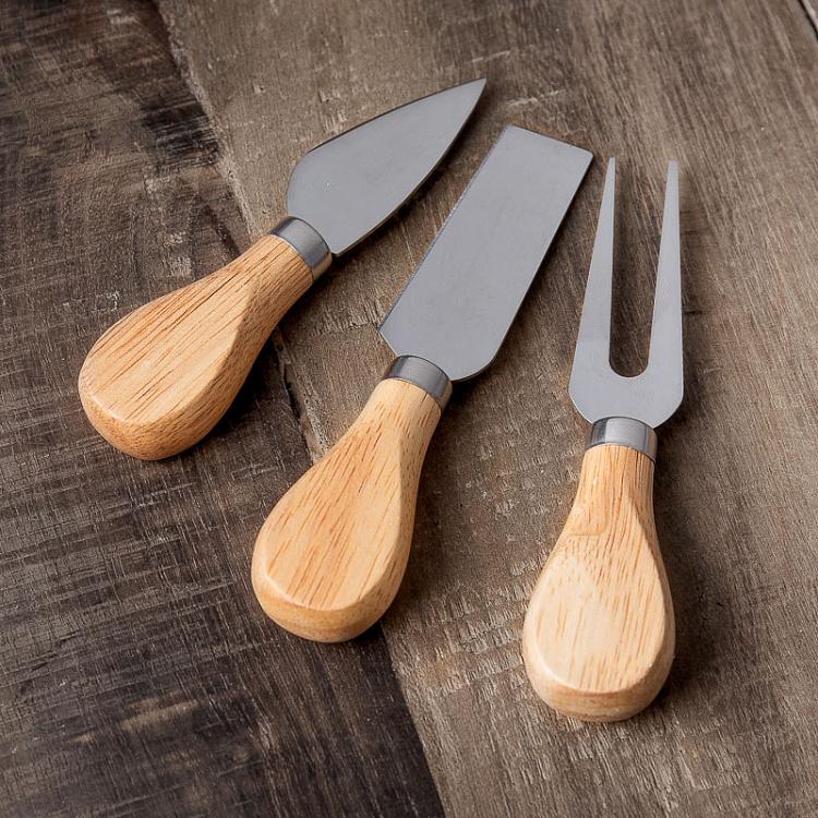 Набор для сыра Доска и 3 прибора Set Of 4 Planche A Fromage En Acacia Et Acier Inoxydable Avec Couteaux/Fourchette