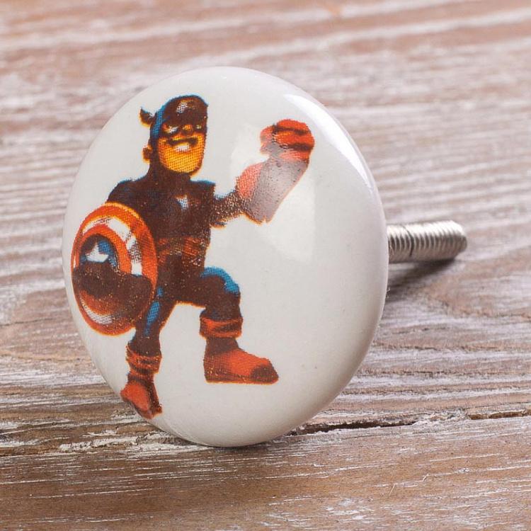 Мебельная ручка-кнопка Капитан Америка Superhero Captain America Knob