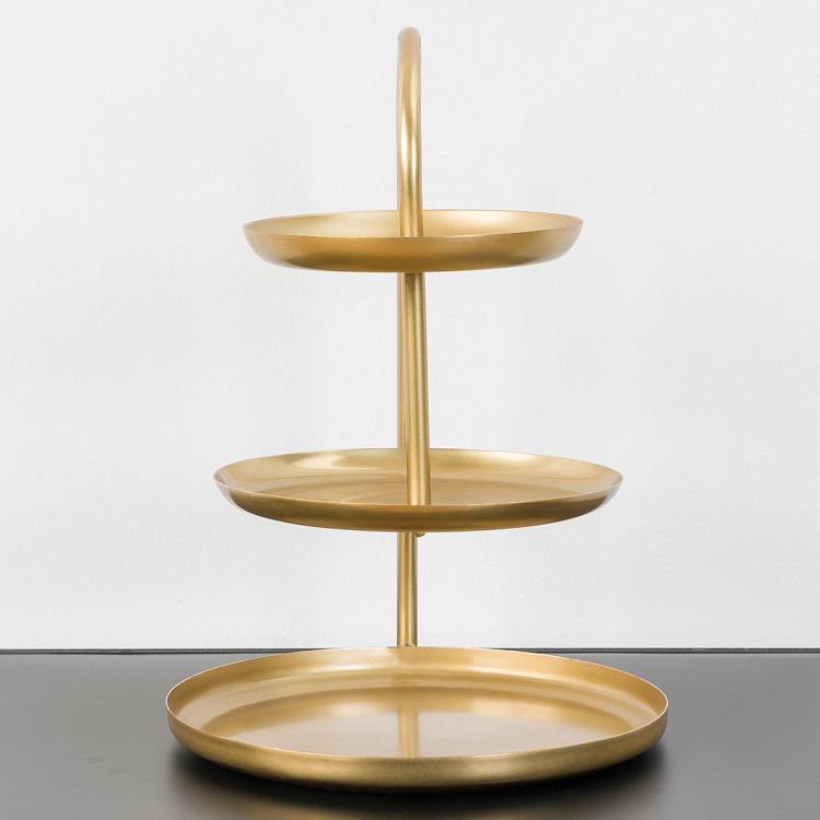 Трёхуровневая сервировочная подставка Cake Stand Brass Patina