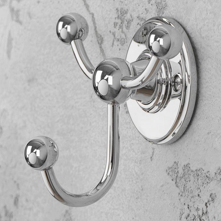 Трёхрожковый крючок цвета хром Triple Hook Plated Brass