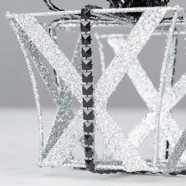 Ёлочная игрушка Подарок Metal Open Gift Box Silver/Black 11 cm