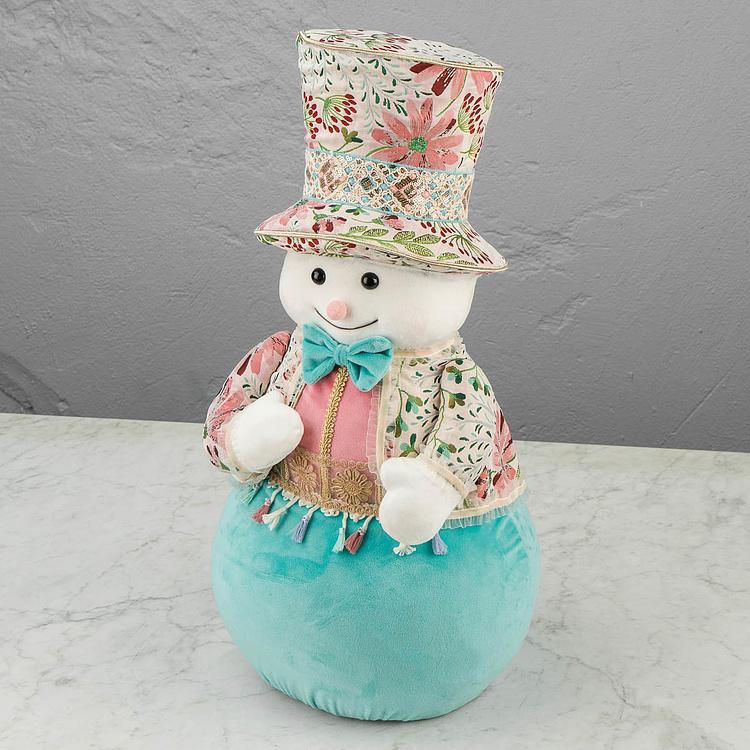 Статуэтка Снеговик в костюме и шляпе с цветочным узором Floral Snowman With Hat 65 cm