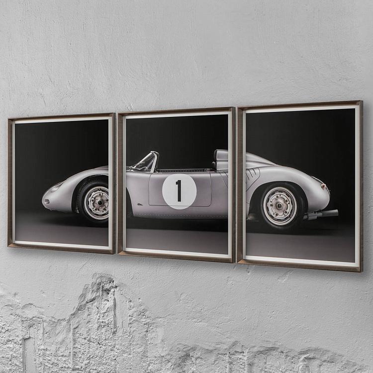 Фото-принт триптих в серебристой раме Порше 718 Set Of 3 Porsche 718 RSK, Pewter Frame