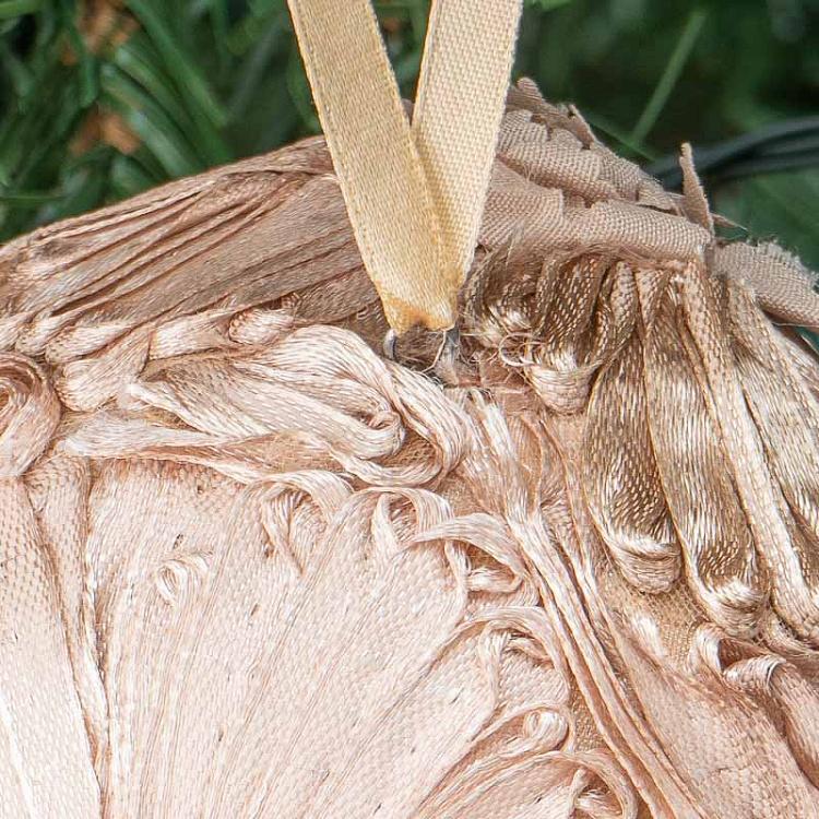 Набор из двух ёлочных шаров из ткани Цветы Set Of 2 Fabric 3D Flower Balls Black/Champagne 10 cm