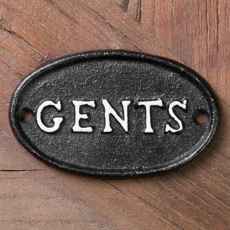 Овальная металлическая табличка Джентльмены Plaque De Porte Ovale En Metal Gents