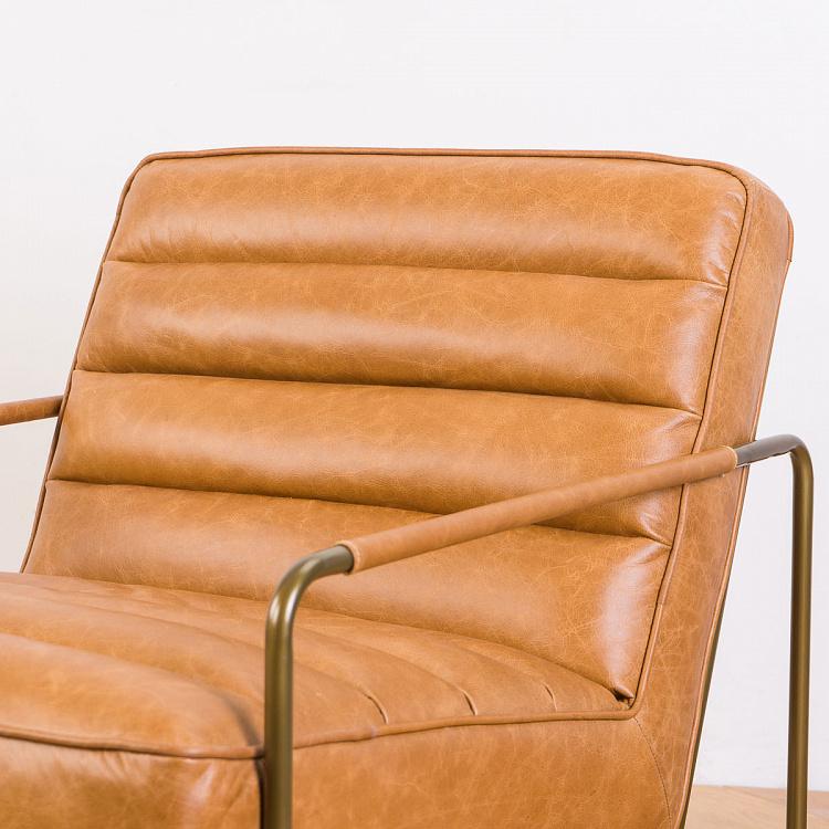 Кресло с квадратными подлокотниками Макине Makine Cognac Armchair Square Armrests